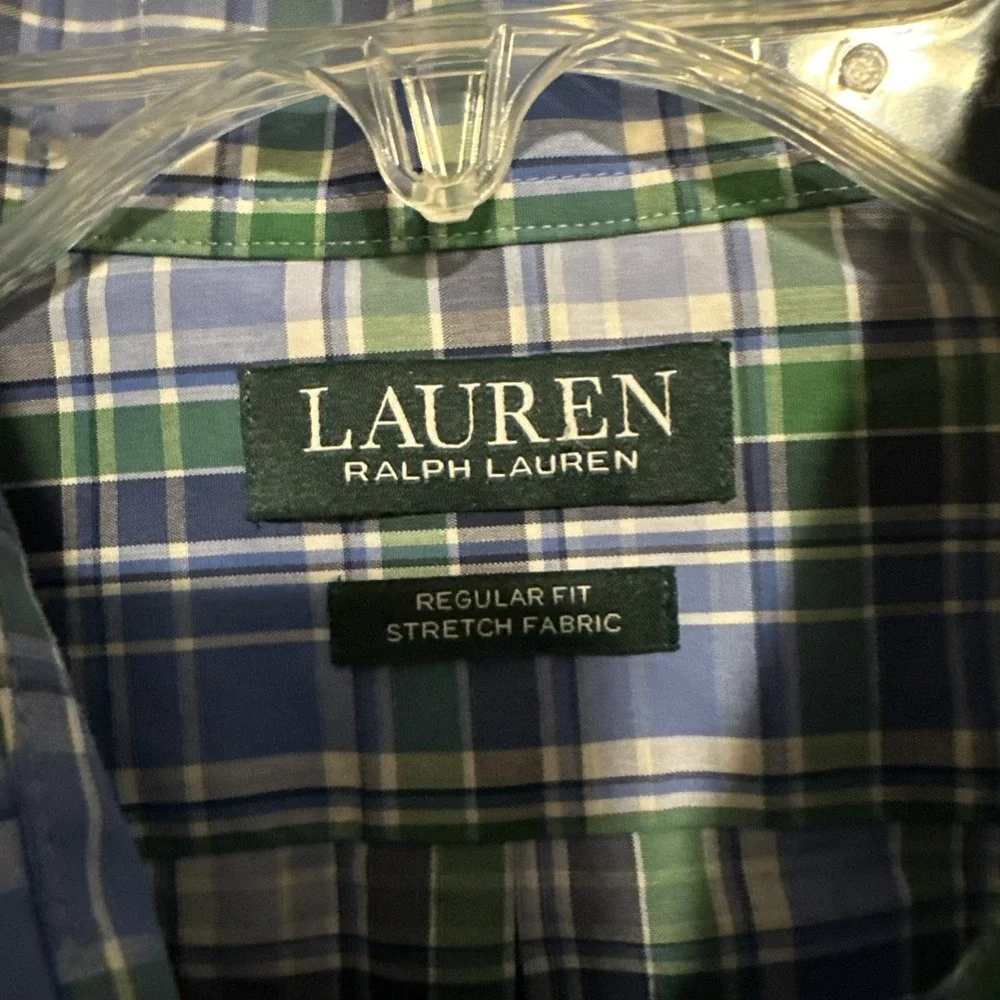 Lauren Ralph Lauren Shirt Mens L Sleeve Button Front Plaid Pocket